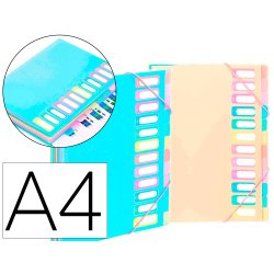 Trieur Extensible 12 compartiments A4 - Rainbow Pastel - Viquel - 25,5 x 32 cm