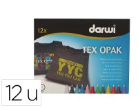 DARWI 12 Marqueurs Peinture Textile Opaque Pointe Conique Fine 2mm - Assortis