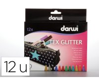 Marqueur darwi tex glitter pour tissus pointe 2mm        coloris assortis set 12       unites
