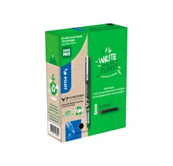 Greenball roller encre liquide 10 stylos + 10        recharges pointe moyenne noir