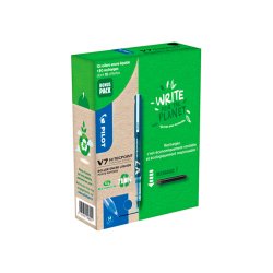 Greenball roller encre liquide 10 stylos + 10        recharges pointe moyenne bleu