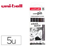 Pochette uni-ball 5 feutres pointe calibree 0.03 efbr500  coloris noir