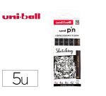 Pochette uni-ball 5 feutres pointe calibree 0.4 efbr500   coloris noir