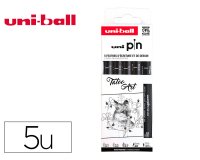 Pochette uni-ball 5 feutres pointe calibree 0.1 cs3200    coloris noir