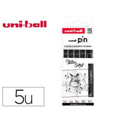 Pochette uni-ball 5 feutres pointe calibree 0.1 cs3200    coloris noir