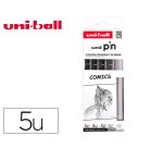 Pochette uni-ball 5 feutres pointe calibree 0.7 gc/gf/n   coloris noir