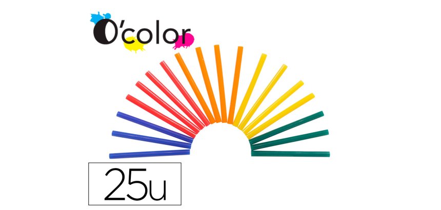 Recharge pistolet   colle de couleurs   chaud tout usage 5 couleurs 7mmx10cm 100gr       sachet de 25 un