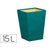 Rhodiarama corbeille à papier simili cuir italien 27x27x32 cm - Paon