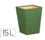 Rhodiarama corbeille à papier simili cuir italien 27x27x32 cm - Sauge