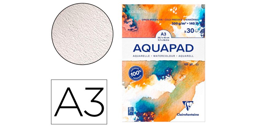 Goldline Aquapad bloc collé 30F A3 300g