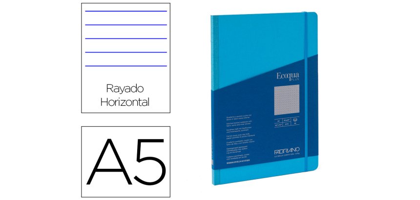 Carnet eq plus fabriano a5 lign e turquoise 90g 80f