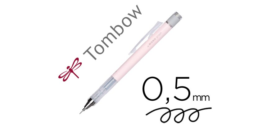 Porte-mines tombow monograph 0,5mm rechargeable gomme      telescopique interchangeable  coloris corps rose corail