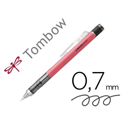 Porte-mines tombow monograph 0,7mm rechargeable gomme      telescopique interchangeable  coloris corps rose fluo