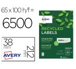 Etiquettes avery recyclees multiusages 38x21,2 mm        coloris blanches 6500 unites