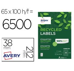 Etiquettes avery recyclees multiusages 38x21,2 mm        coloris blanches 6500 unites