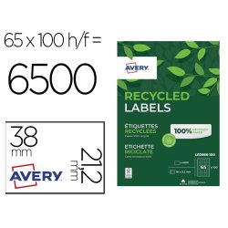 Etiquettes avery recyclees multiusages 38x21,2 mm        coloris blanches 6500 unites