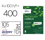 Etiquettes avery recyclees multiusages 105x148,5 mm      coloris blanches 400 unites