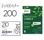 Etiquettes avery recyclees multiusages 210x148,5 mm      coloris blanches 200 unites