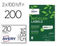 Etiquettes avery recyclees multiusages 210x148,5 mm      coloris blanches 200 unites