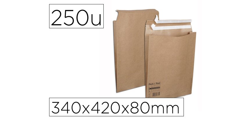 Pochette aller retour taille m auto-adh sive 340x420x80 mm boite de 250 unites