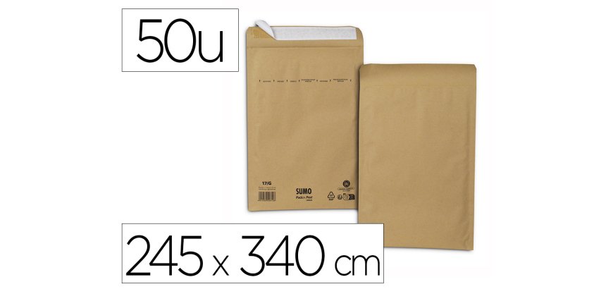 Pochette kraft sumo g auto-adh sive 245x340 mm      boite de 50 unites