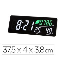 Horloge led murale ou a poser avec capteur co2, temperature et humidite 37,5x4x3,8c,