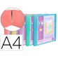 Classeur 4 anneaux exacompta kreacover polypropylene a4    4/30mm assortiment pastel