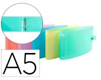 Classeur 2 anneaux bristol polypropylene a5 2/30mm       assortiment pastel