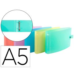 Classeur 2 anneaux bristol polypropylene a5 2/30mm       assortiment pastel