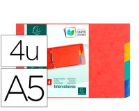 Intercalaires pour fiches bristol a5 148x210mm 4        positions