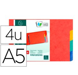 Intercalaires pour fiches bristol a5 148x210mm 4        positions