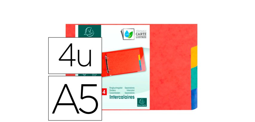 Intercalaires pour fiches bristol a5 148x210mm 4        positions