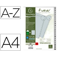 Intercalaires imprimes alphabetiques exacompta       polypropylene a4 20positiones a-z gris