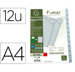 Intercalaires imprimes mensuels exacompta            polypropylene a4 12positiones / mois gris