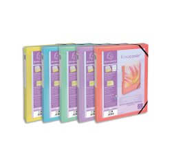 Boite de classement kreacover polypropylene transparent a4  250x330mm dos 40mm            assortiment pastel