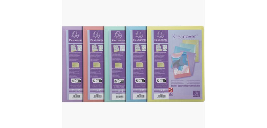 Porte-documents exacompta kreacover  polypropylene      110x150mm 40vues assortiment  pastel
