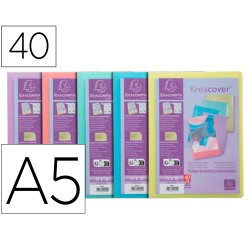 Porte-documents exacompta kreacover a5 polypropylene    180x230mm 40vues assortiment  pastel
