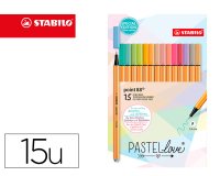 Stylo feutre stabilo pastellove point fine 0,4mm   pochette de 15 coloris        assortis