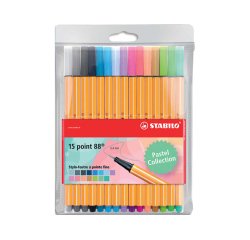 Stylo feutre stabilo pastellove point fine 0,4mm   pochette de 15 coloris        assortis