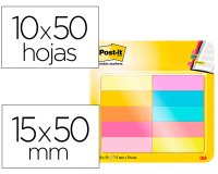Marque-pages en papier post-it  10 blocs x 50        feuilles 15x50mm coloris      assortis
