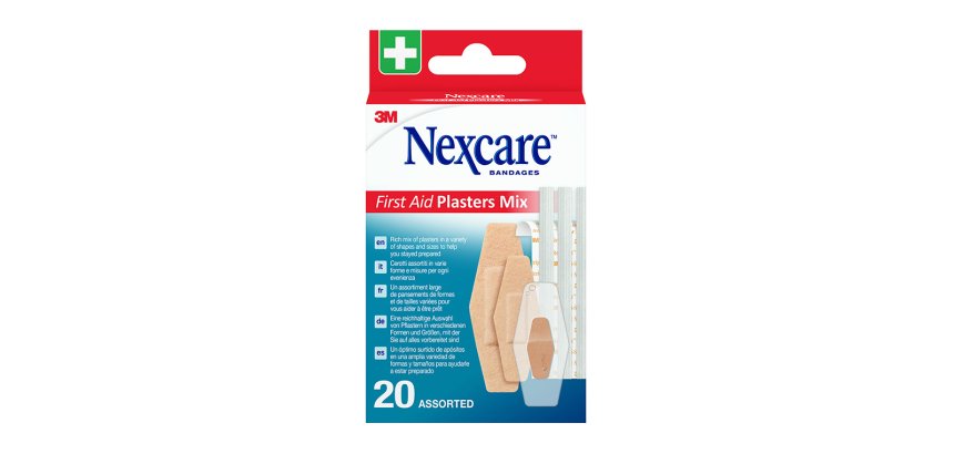 Pansement nexcare premiers soins mixtes assortiment      boite 20 unites 6282945