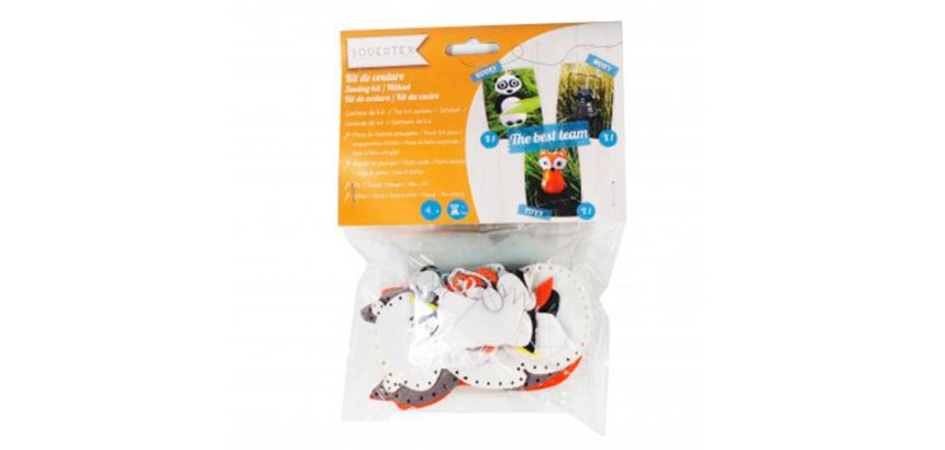 Kit feutrine sodertex diy 3 amis: booly, foxy & moky a    fabriquer sachet individuelle 2mm coloris assortis