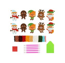 Kit de stickers sodertex diamond art christmas 10      stickers noel + 5 stylos + 1  boite rangement + 10 pieces