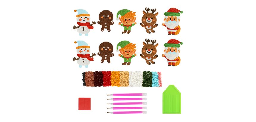 Kit de stickers sodertex diamond art christmas 10      stickers noel + 5 stylos + 1  boite rangement + 10 pieces