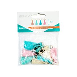Pampilles sodertex avec anneau metallique 3cm 8       pieces 4 coloris pastel       assortis