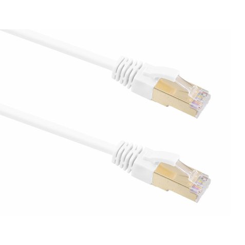 Cable t'nb rj45 m /m sftp cat7 droit blinde relie pc a  routeur cable 5m coloris      blanc