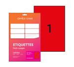 Etiquette office star impression laser jet encre et copieur 210x297mm coloris     rouge pochette 50 unites