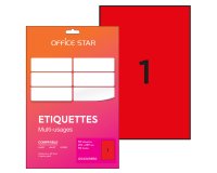 Etiquette office star impression laser jet encre et copieur 210x297mm coloris     rouge pochette 50 unites