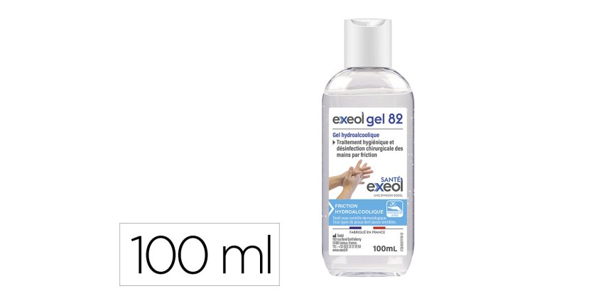 Gel hydroalcoolique exeol gel 82 flacon 100ml