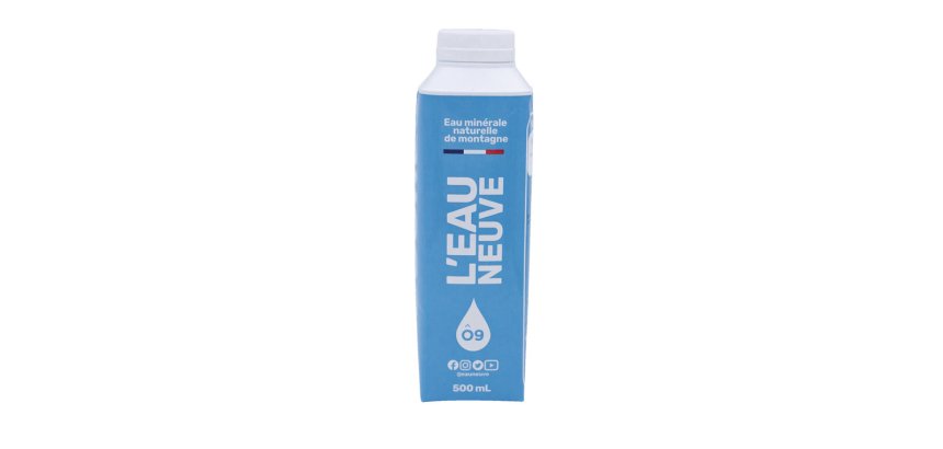 Eau mineral l'eau neuve naturelle de montagne         bouteille carton 500ml